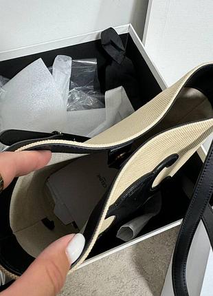 Сумка женская летняя бежевая черная ткань кожа люкс брендовая6 фото