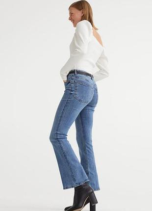 Джинсы клеш синие потертые хлопок h&m