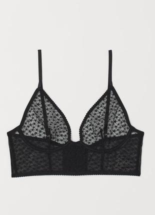 85с 38с/80d h&m ефектний сексуальний м'який прозорий бюстьє трикутна чашка