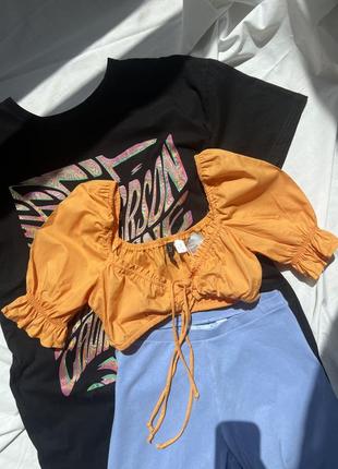 Яркий льняной топ h&m