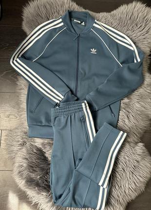 Стильний синій голубий спортивний костюм adidas originals з полосами оригінал3 фото