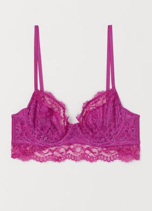 75d 34d/80с h&m новый шикарный кружевное мягкое бюстье балконет, удлиненный бюстгальтер