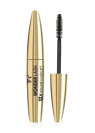 Туш для вій golden rose wonder lash 12x volume & lash lift mascara black, 12 мл