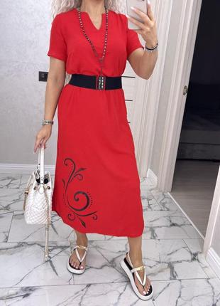 Платье длинное в пол лён льняное летнее легкое батал