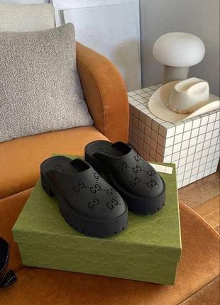 Тапочки кожаные в стиле gucci platform