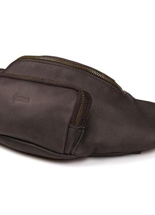 Стильная сумка на пояс бренда tarwa gc-3079-4lx в коричневой наппе