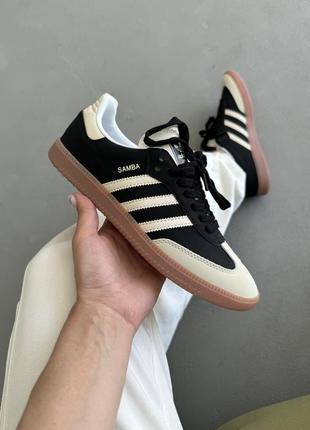 Женские кроссовки adidas samba black beige 36-37-38-39-40-41