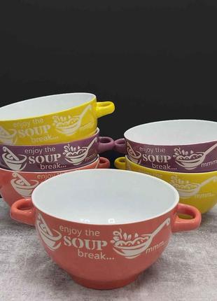 Набор бульонниц-пиал с ручками 650 мл 6 шт керамика soup snt 19933