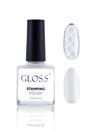 Лак для стемпінгу gloss stamping polish 02, 8 мл (білий)