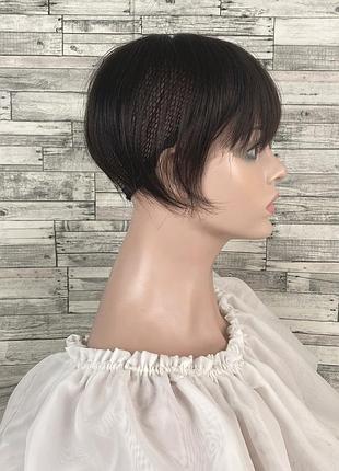 1913 накладка чубчик из натуральных волос темно-коричневого цвета с имитацией роста...