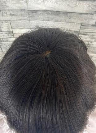 1913 накладка чубчик из натуральных волос темно-коричневого цвета с имитацией роста...