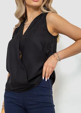 Блуза без рукавів шифон, колір чорний, 061