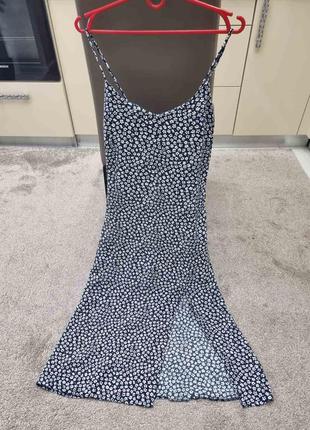 Шикарный натуральный сарафан летнее платьице с разрезом xs-s