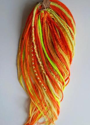 Флуоресцентные дреды и косы фестивальный комплект на рейв на фестиваль очередной яскарь