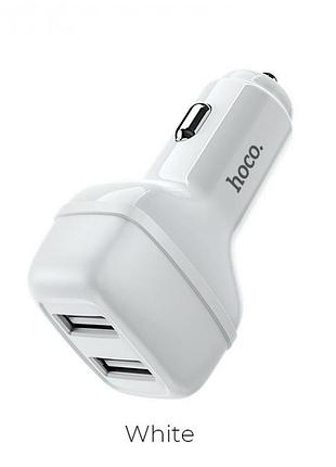 Автомобільна зарядка hoco z36 leader 2 usb/2,4a білий
