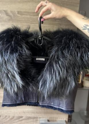 Жилетка женская pinko, натуральный мех, кожа