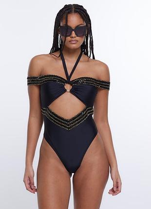 Суцільний  цільний закритий купальник river island uk 12, 38, m, l, 46, 48