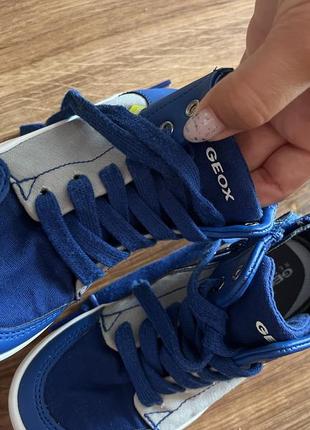 Детские кеды geox текстильные кроссовки для мальчика джеокс 27 высокие кроссовки тапочки