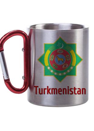Кружка металлическая туркменистан turkmenistan с карабином (cup_iron_11)
