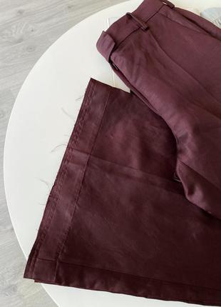 Бордові лляні брюки кльош штани палаццо льон від joseph3 фото