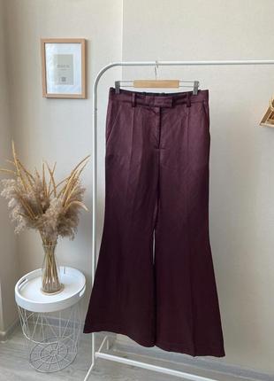 Бордові лляні брюки кльош штани палаццо льон від joseph8 фото