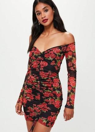 Мини платье сетка с цветочным принтом от missguided