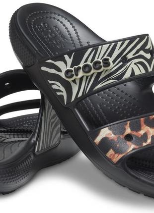 Crocs крокс шлепки шлепанцы слайды тапочки classic crocs animal remix 207847-0c4 black