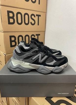 New balance 9060 black lux quality жіночі кросівки нью беланс замша сітка демісезон