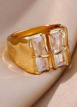 Тренд медична нержавіюча сталь стильне золотисте жіноче кільце каблучка цирконій