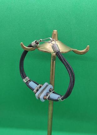Браслет на руку - прикраса аксесуар біжутерія - шкіра метал - ручна робота хендмейд - 329