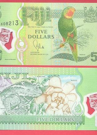 Фиджи fiji 5 долларов 2013 г. полимер. unc.  №503