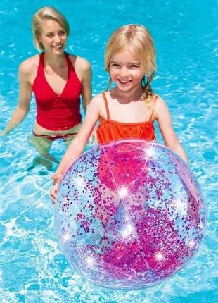 Надувний дитячий м'яч для купання та плавання "блиск+" пляжний з клапаном maxi+ 71 см для дівчинки