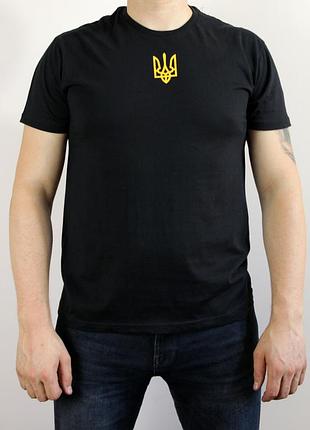 Футболка чорна з жовтим гербом-рефлектором (розмір xs) на літо