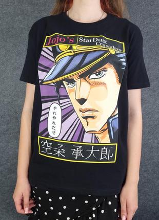 Футболка з бавовни чорна розміру m з малюнком з аніме jojo (джо-джо) унісекс