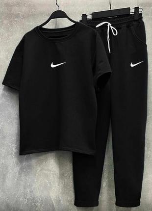 Спортивний костюм найк nike футболка оверсайз подовженна штани вільні джоггери комплект зелений чорний трендовий стильний