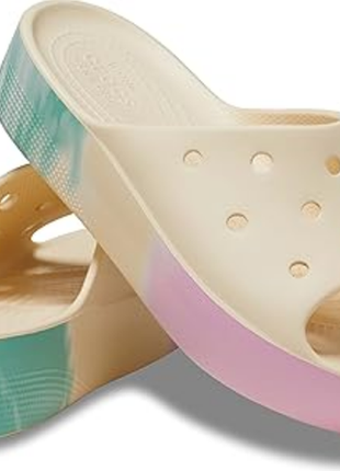 Crocs кроксы шлепки шлепанцы тапочки на платформе classic platform slide ombre vanilla 208237-1f