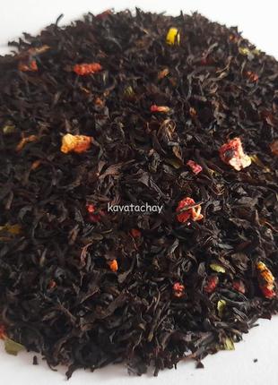 Чорний чай суниця з вершками 250г