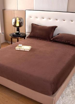 Новинка велюровая простынь с наволочками на резинке
