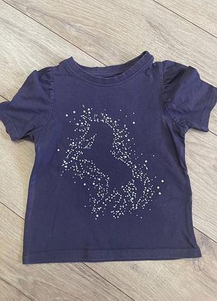 Чёрная футболка единорог 92-98р 4232