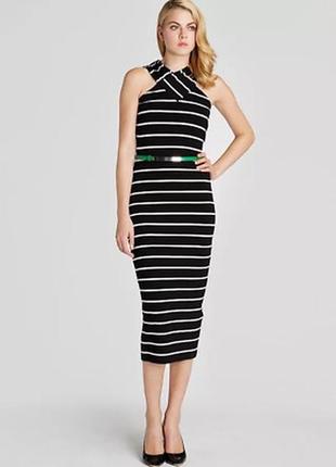 Платье  ted baker canna в черно-белую полоску с перекрестным воротником