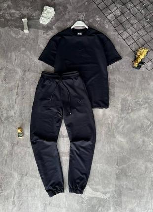 Мужской спортивный костюм летний nike футболка + штаны темно-синий комплект найк на лето (b)
