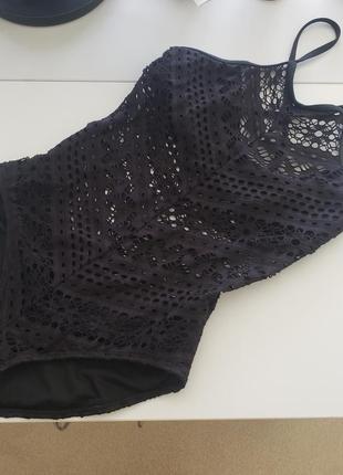 Robin piccone сша черный женский ажурный сдельный закрытый купальник 
s 443 фото