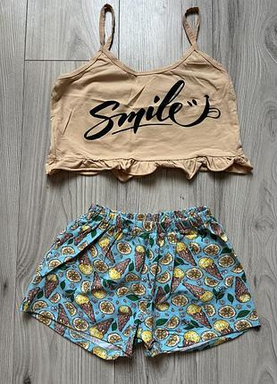 Женская летняя пижама с шортами и майкой