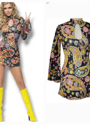Яркое платье винтаж ретро в стиле 70х 60х диско leg avenue