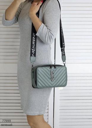 Женская стильная и качественная сумка из эко кожи зеленая6 фото