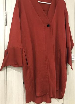 Zara новенькое с биркой свободное oversize платье-рубашка brick 2304/7124 фото
