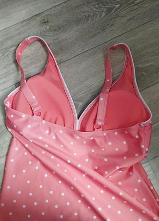 Кораловий роздільний купальник з маєчкою в горох tu8 фото
