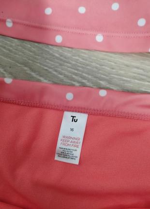 Кораловий роздільний купальник з маєчкою в горох tu3 фото