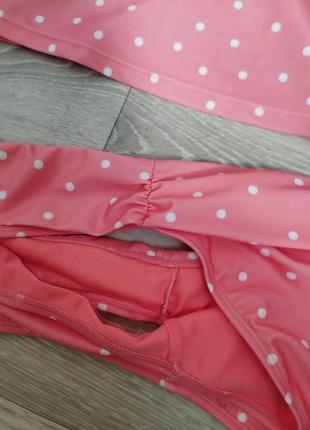 Кораловий роздільний купальник з маєчкою в горох tu6 фото