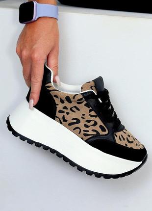 Ультра модные комбинированные сникерсы animal принт на платформе 37-23 38-23,5 39-24